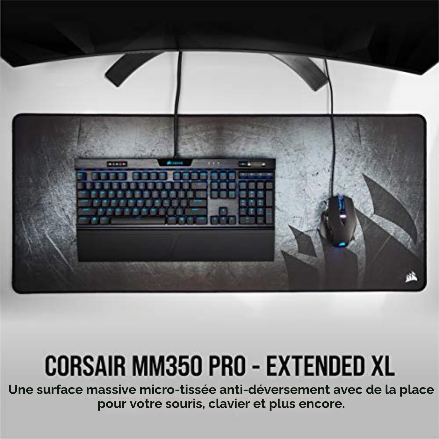 Corsair MM350 Pro Tapis de Souris Gaming – Élargi XL – Noir/Gris