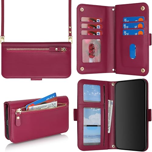 SunYoo for iPhone 15 Pro Wallet Case for Women,for iPhone 15 Pro Case with Strap