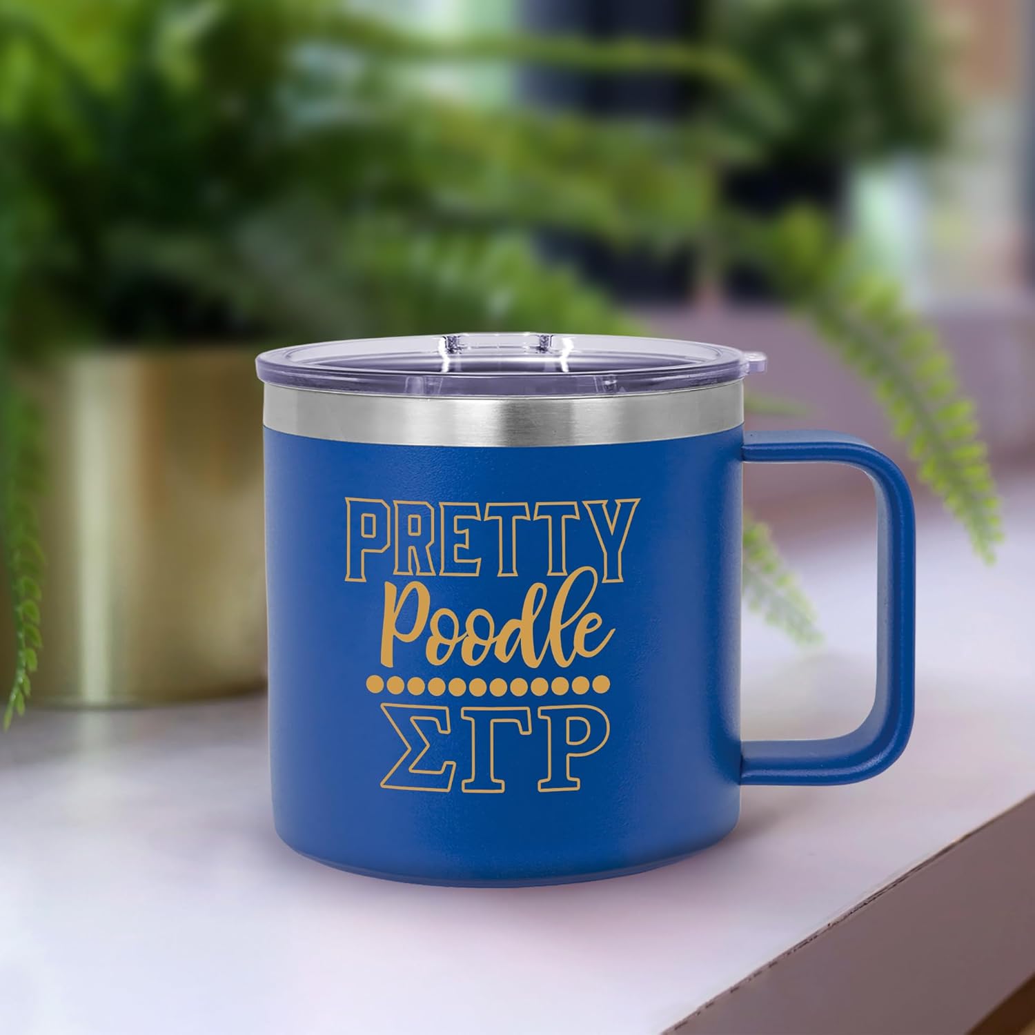 Sigma Gamma Rho Sorority Paraphernalia - SGRHO - Official Vendor - 14 oz Stainless Steel Insulated Mug - Pretty Poodle - Image 3
