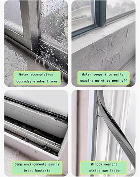 Rain Drip Guard,Self-Adhesive Rubber Rain Drip Edge Diverter for Doors & Windows, 5.5cm x 4m (13.1ft) - Prevent Rainwater Backflow & Protect Your Home from Water Damage