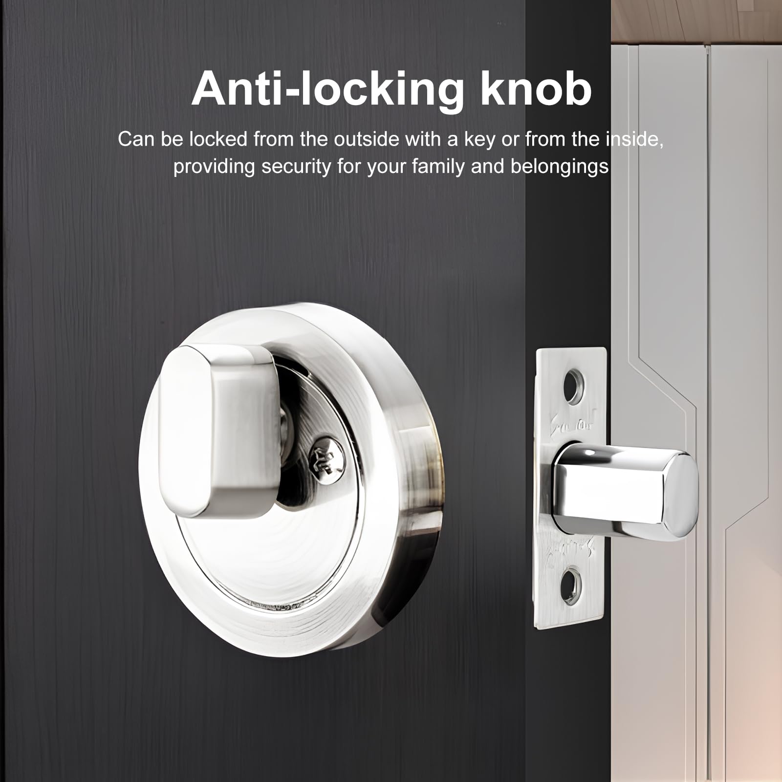 Cerraduras de puerta de dormitorio de aleación de zinc con llaves, cerrojo de seguridad de un solo cilindro, cerradura redonda para dormitorio, cerraduras de puerta modernas invisibles para puerta