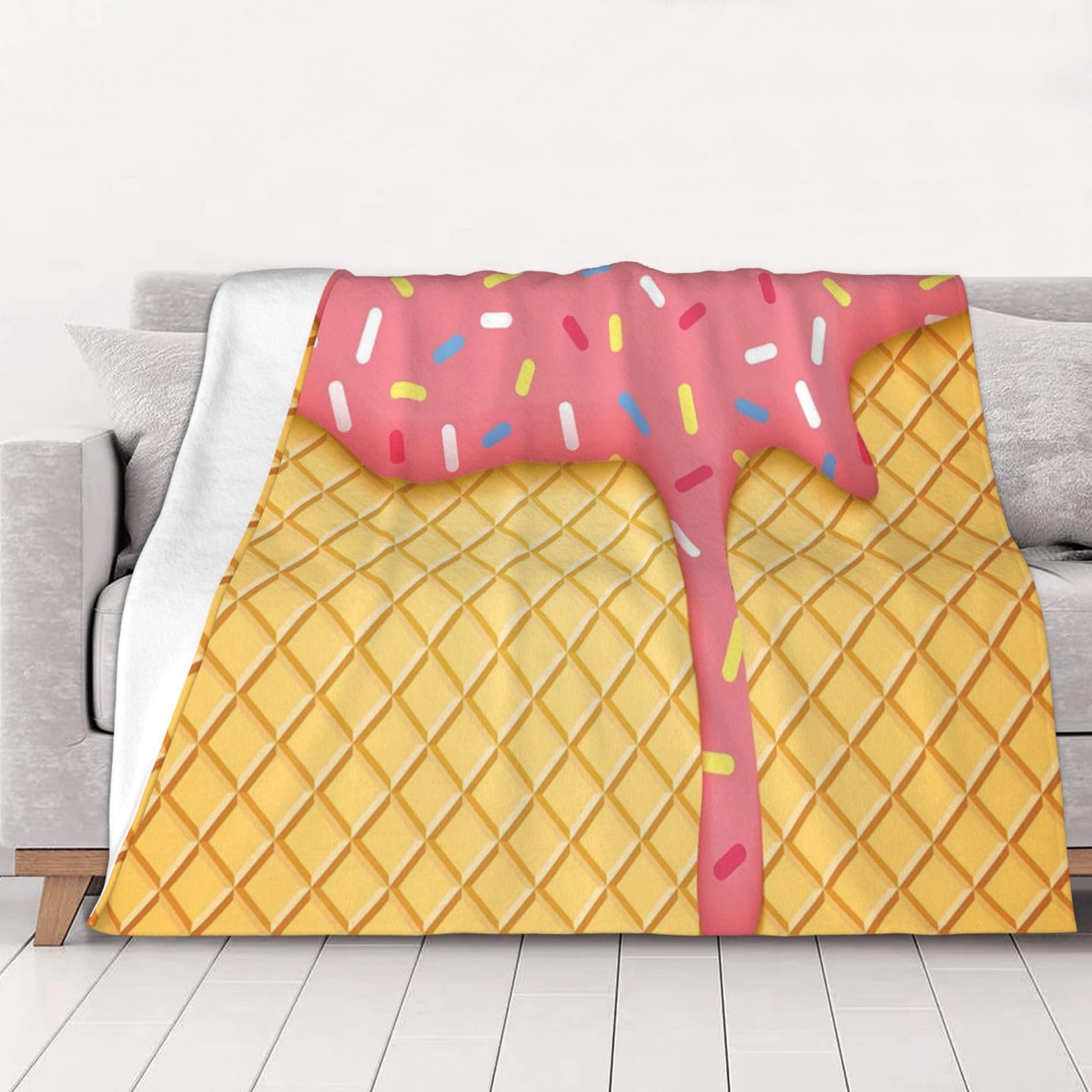 Couverture flanelle crème glacée 200x150 cm cadeau idéal femme