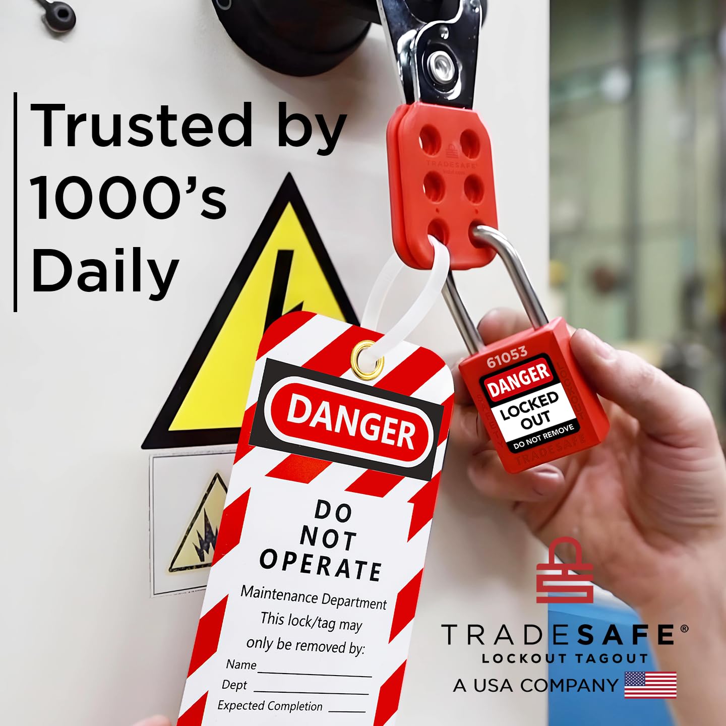 TRADESAFE Lockout Tagout Station with Loto Devices - Lock Out Tag Out Kit Board Includes 8 Pack Safety Lock Set, 3 Hasps for Padlocks, 30 Do Not Operate Tags for Lockout Safety, OSHA Compliance