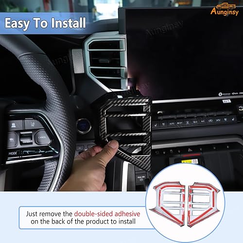 Vista 103 de Cubierta de salida de aire lateral para consola central de automóvil, compatible con Toyota Tundra 2022+ Sequoia 2023+ cubierta de panel de aire