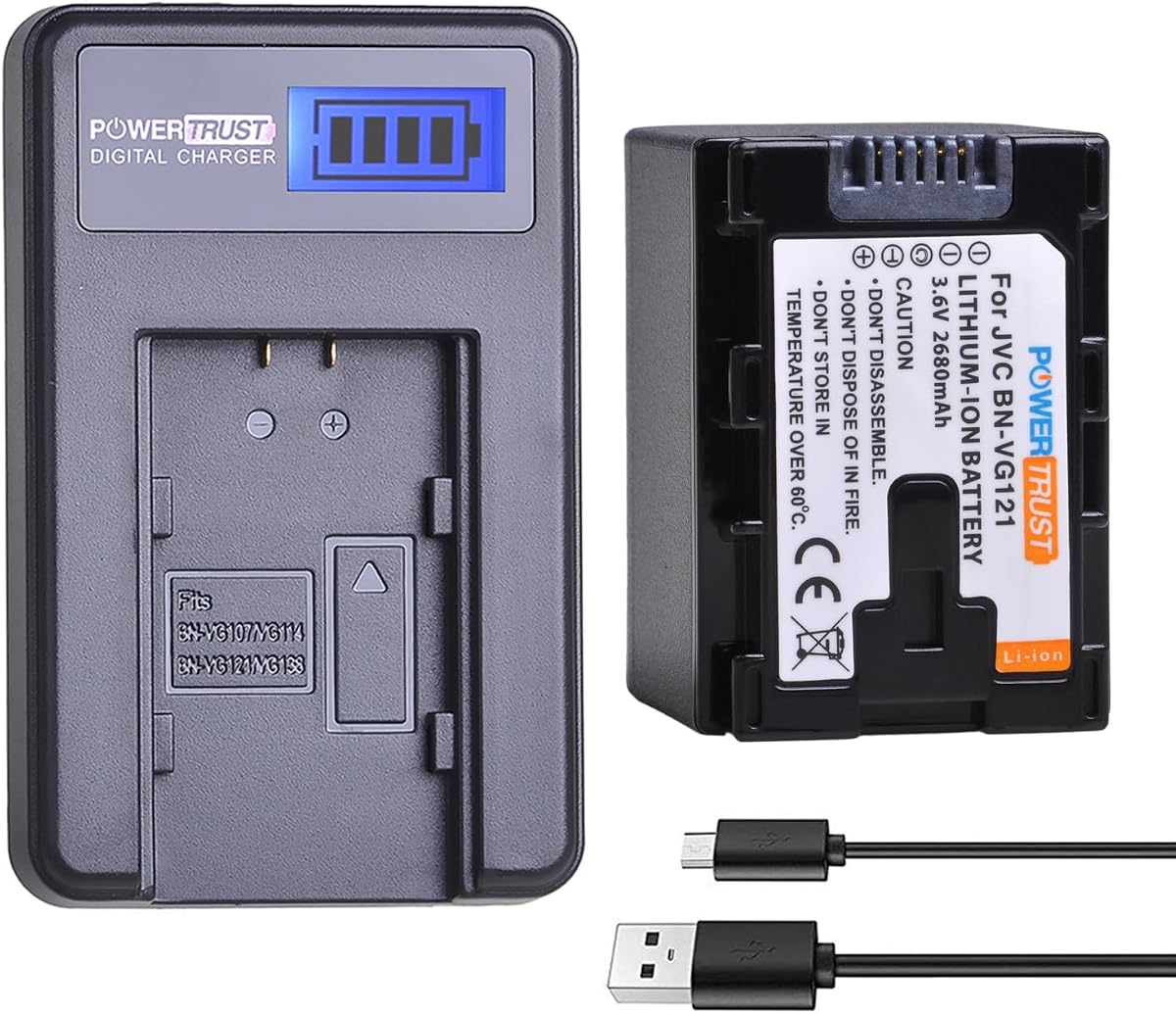 1 batería BN-VG121 BN-VG121US VG121US + cargador USB LCD para JVC Everio GZ-E Series BN-VG138, BN-VG138US, BN-VG107, BN-VG107U, BN-VG107US, BN-VG114, BN-VG114U, BN-VG114US