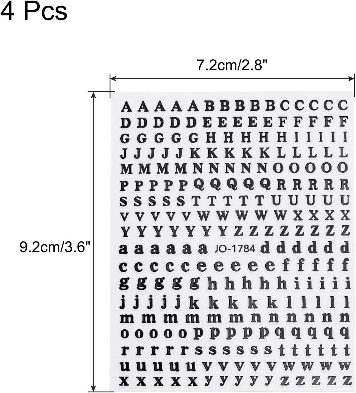 MECCANIXITY Nail Letter Stickers 4 Sheets, 3D Holographic Alphabet Nail Decals Self-Adhesive for Women DIY Nail Art Decoration, Black