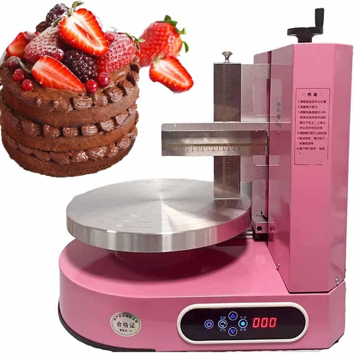 Macchina per lisciare la crema per torte di compleanno, macchina per spalmare e riempire la crema per torte rotonda da 4-12 pollici, adatta per strumenti di cottura del negozio di dolci (Pink )