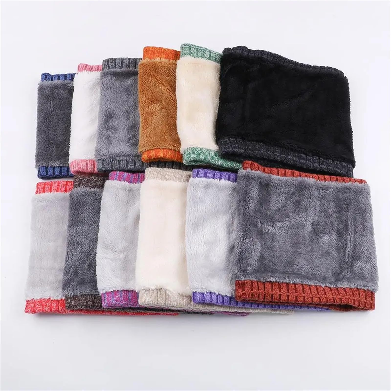 Écharpe tricotée chaude for hommes et femmes, 2 pièces, doublure en peluche épaisse, guêtre de cou, écharpes Sport plein air, Ski, course à pied, Tube d'hiver Pour Sports De Plein Air