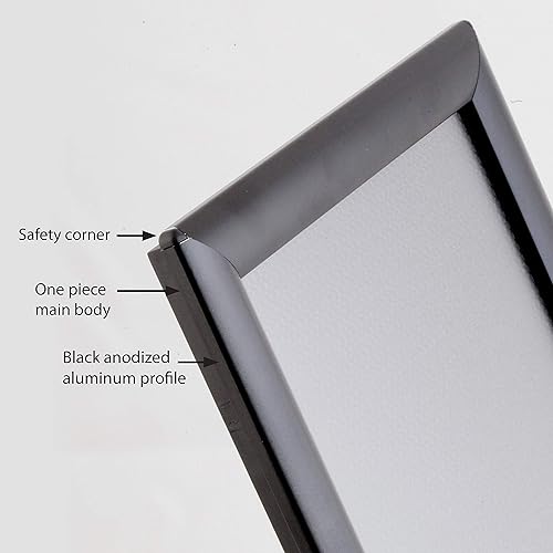 Miniatura 3 de Marco para póster de 11" x 17", perfil de 1", esquina angular, aluminio, montaje en pared, color negro