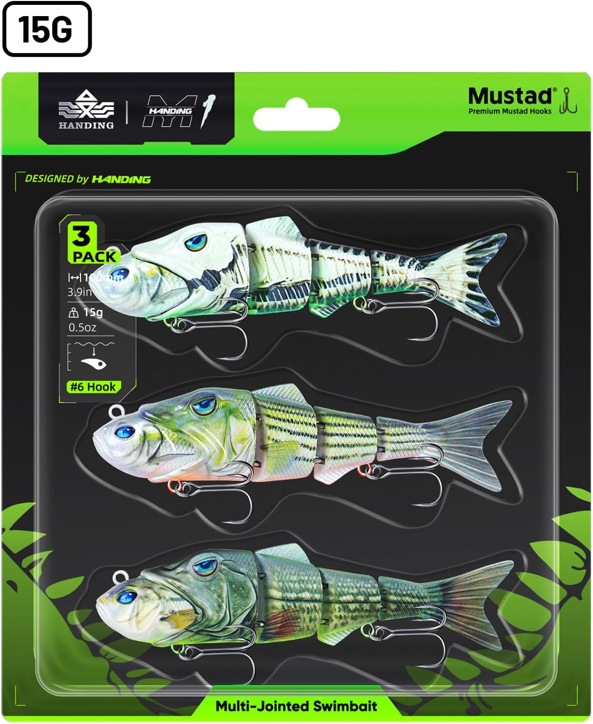Handing Swimbaits for Bass Pike Walleye, 3 Pieces Lifelike Multi-Jointed Fishing Lures with Mustad Hooks, Fishing Bait for Freshwater and Saltwater - Image 9