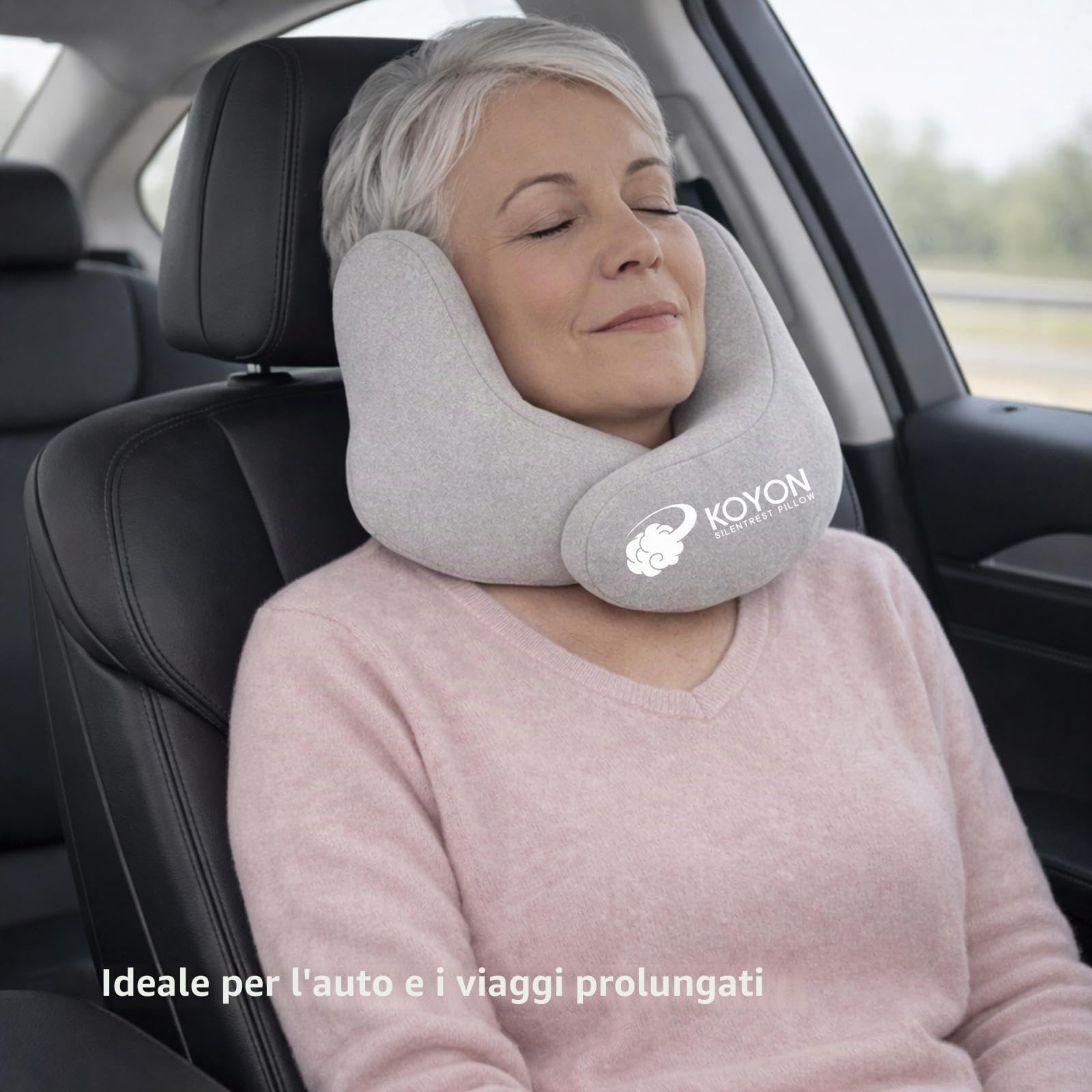 Silentrest - Cuscino da viaggio in memory foam, cuscino cervicale ergonomico per ridurre il rumore, leggero e portatile, con borsa per il trasporto, ideale per aereo, ufficio e casa