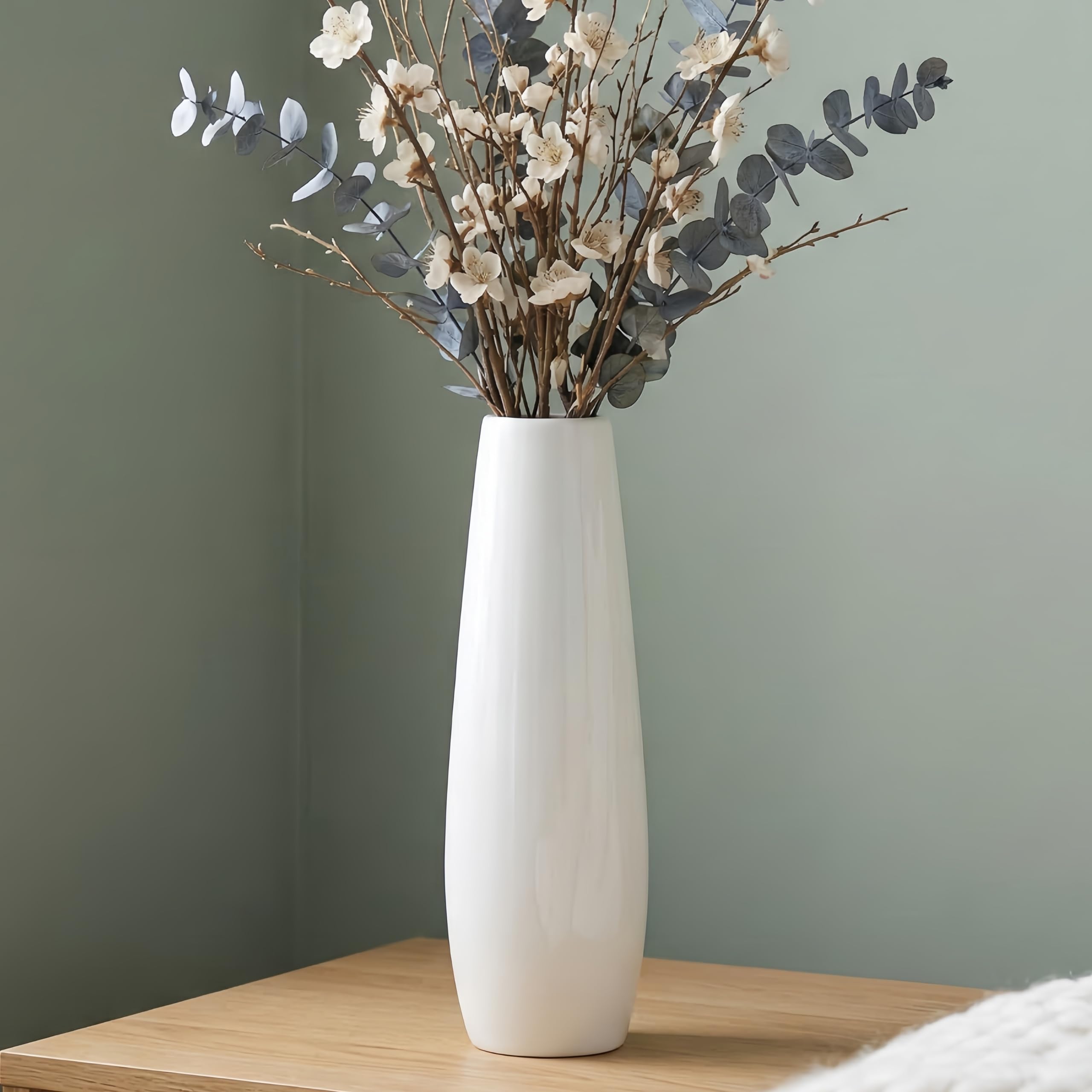 Jarrón de cerámica blanco de 30 cm para decoración estilo granja