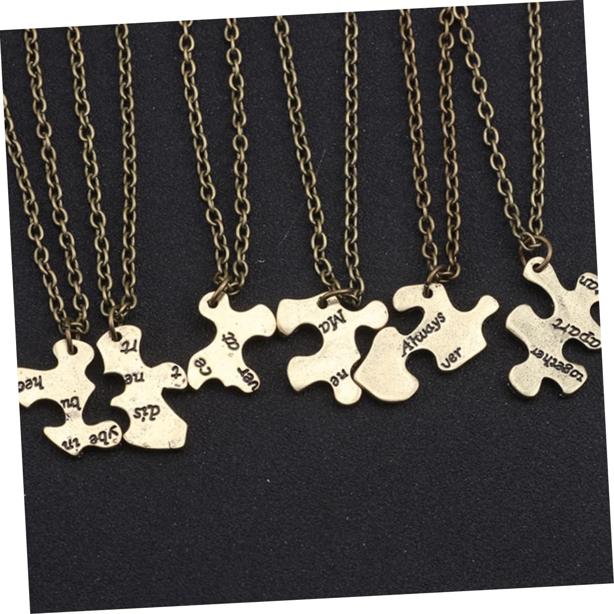 YYZKYTO 6pcs Set Puzzle Pendant Trio Apart Friends Making Barb Women Jewelry Accessories Neck Decoration Fashion Necklace