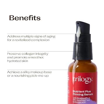 Trilogy Nutrient Plus Firming Serum with IBR-Snowflake, 1 Fl Oz | Anti-aging face serum smooths wrinkles & evens skin tone with Glycablend, Hyaluronic Acid, Liquorice & Mulberry Extracts