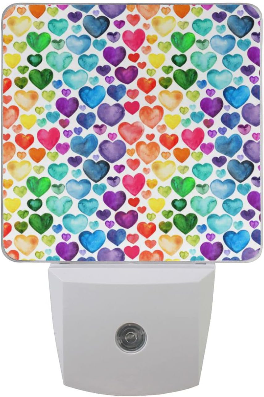 JSTEL Valentine Night Light Plug in Dusk to Dawn,2 Pack Led Heart Print