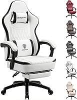 Vista 11 de Dowinx Silla de Juegos de Cuero PU Transpirable para Jugadores con Reposapiés, Soporte Lumbar de Masaje, Silla de Computadora Reclinable Ergonómica