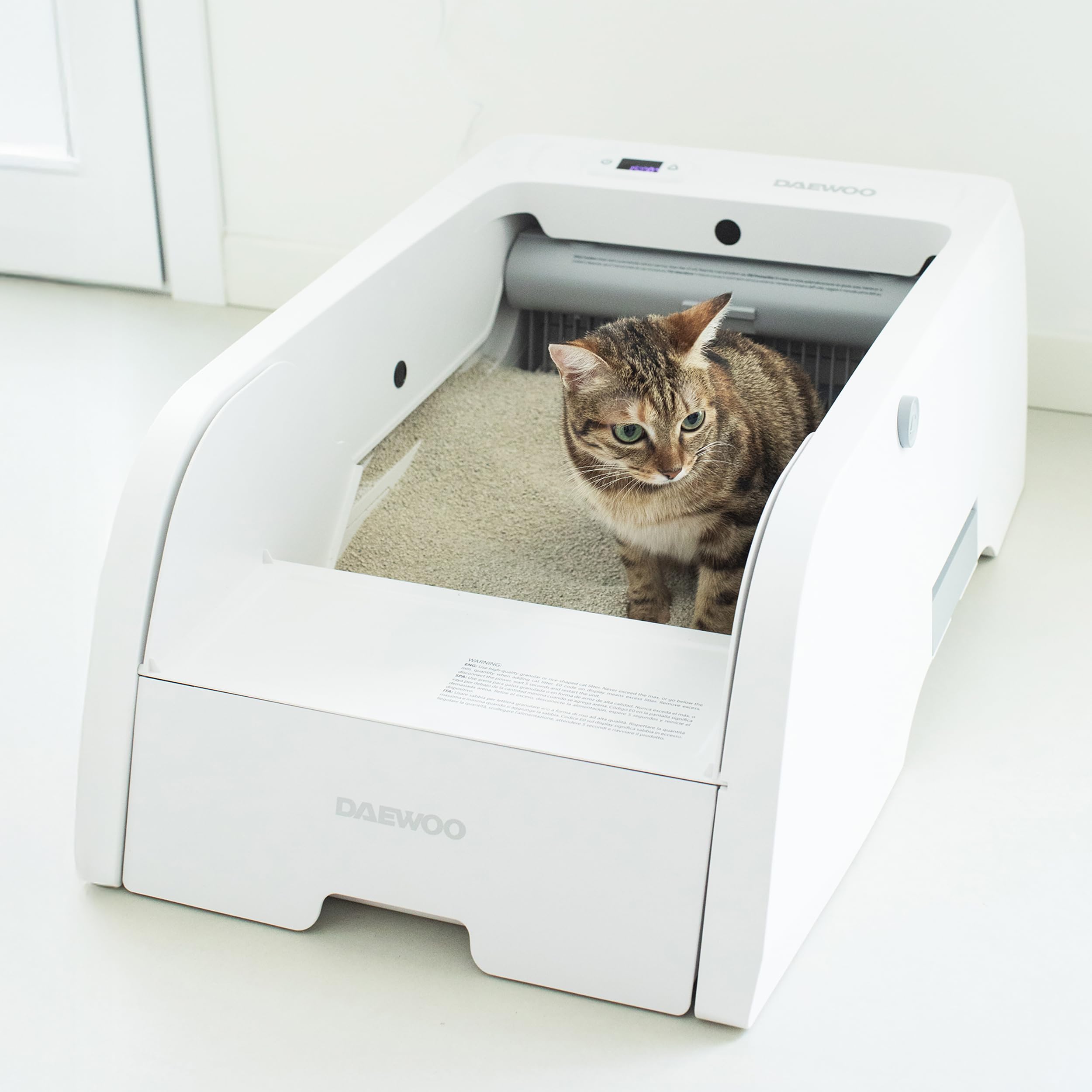 Daewoo - Lettiera Gatto Autopulente 5L con Sensore di Rilevamento Animale, Controllo Remoto tramite App TUYA, Lettiera Automatica con Timer, Silenziosa a 45 dB, Cani e Gatti Accessori