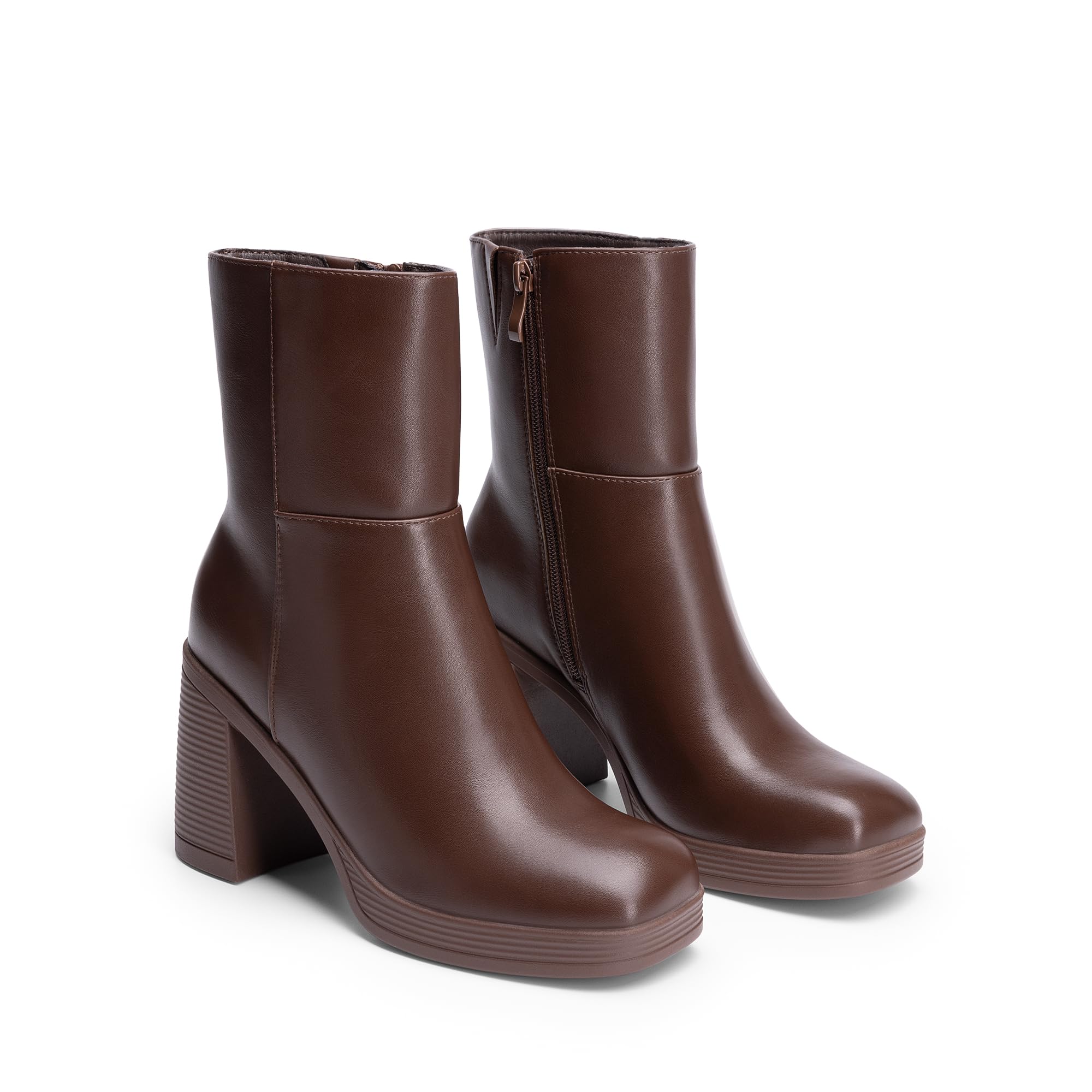 DREAM PAIRS Damen Plateau Gogo Stiefeletten Chunky High Heels Square Toe Komfort Party Kleid Seitlicher Reißverschluss Booties Schuhe für Frauen