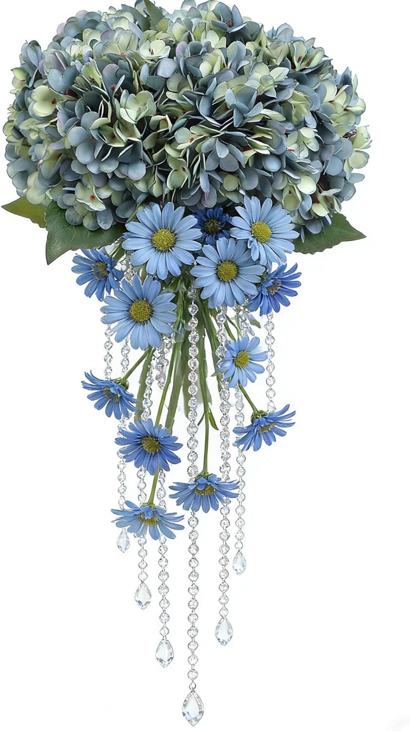 Kimura's Cabin 6pcs Artificial Silk Hydrangea Flowers Vintage Fake Bouquets Faux Hydrangeas Flower with Stems for Wedding Party Autumn Farmhouse Home Table Core Decoration (Deep Lake Blue) - Image 8