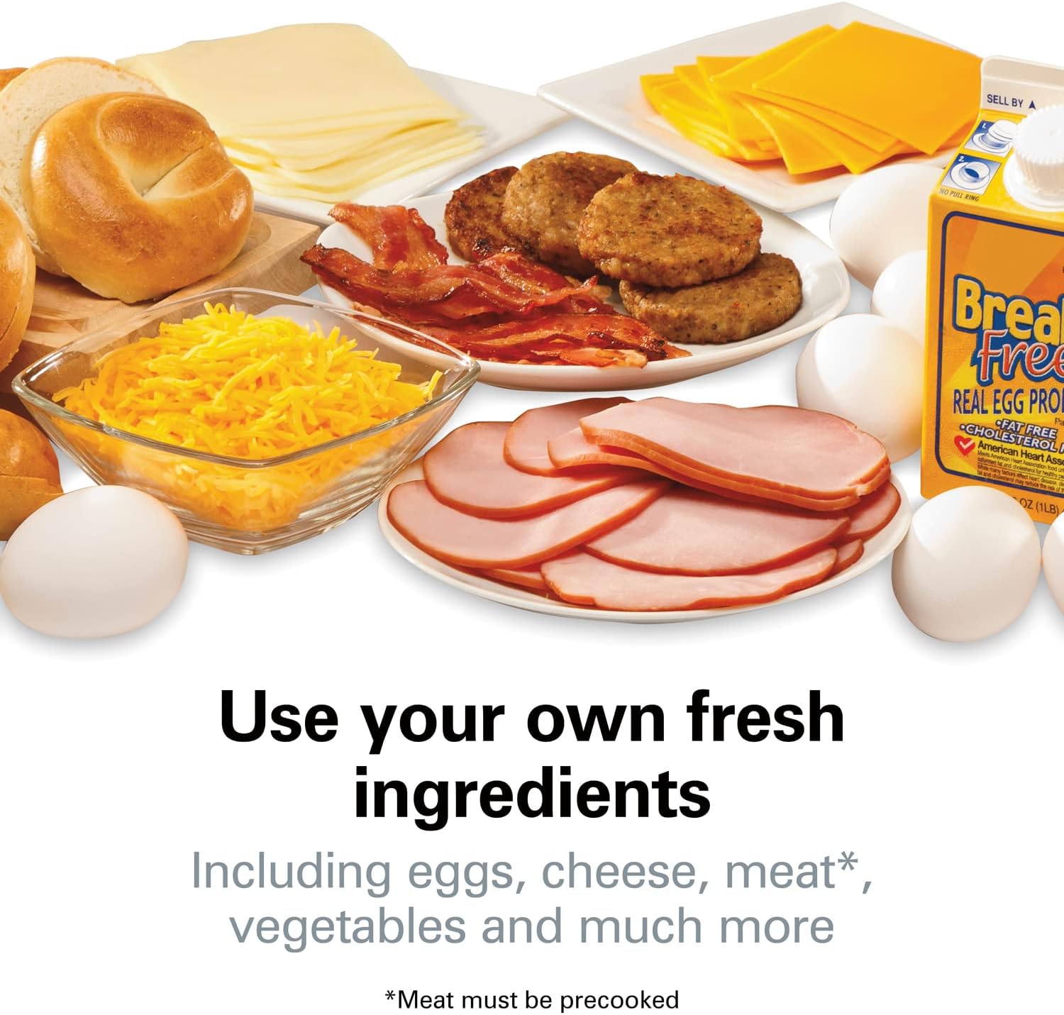 Hamilton Beach Breakfast Sandwich Maker with Egg Cooker Ring, Customize Ingredients, Perfect for English Muffins, Croissants, Mini Waffles, Single, Silver (25475)