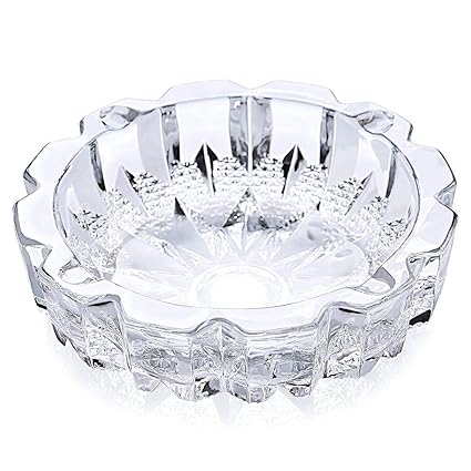 M.S TRADERS Glass Ashtray Decorative Bowl Ashtray Glass Round | Tabletop Ash Tray Indoor Outdoor Home Decor Set Of (Set Of 1 | Hard Glass | Bpa Free) (Clear_3.5 Inch X 3.5 Inch X 1.1 Inch)