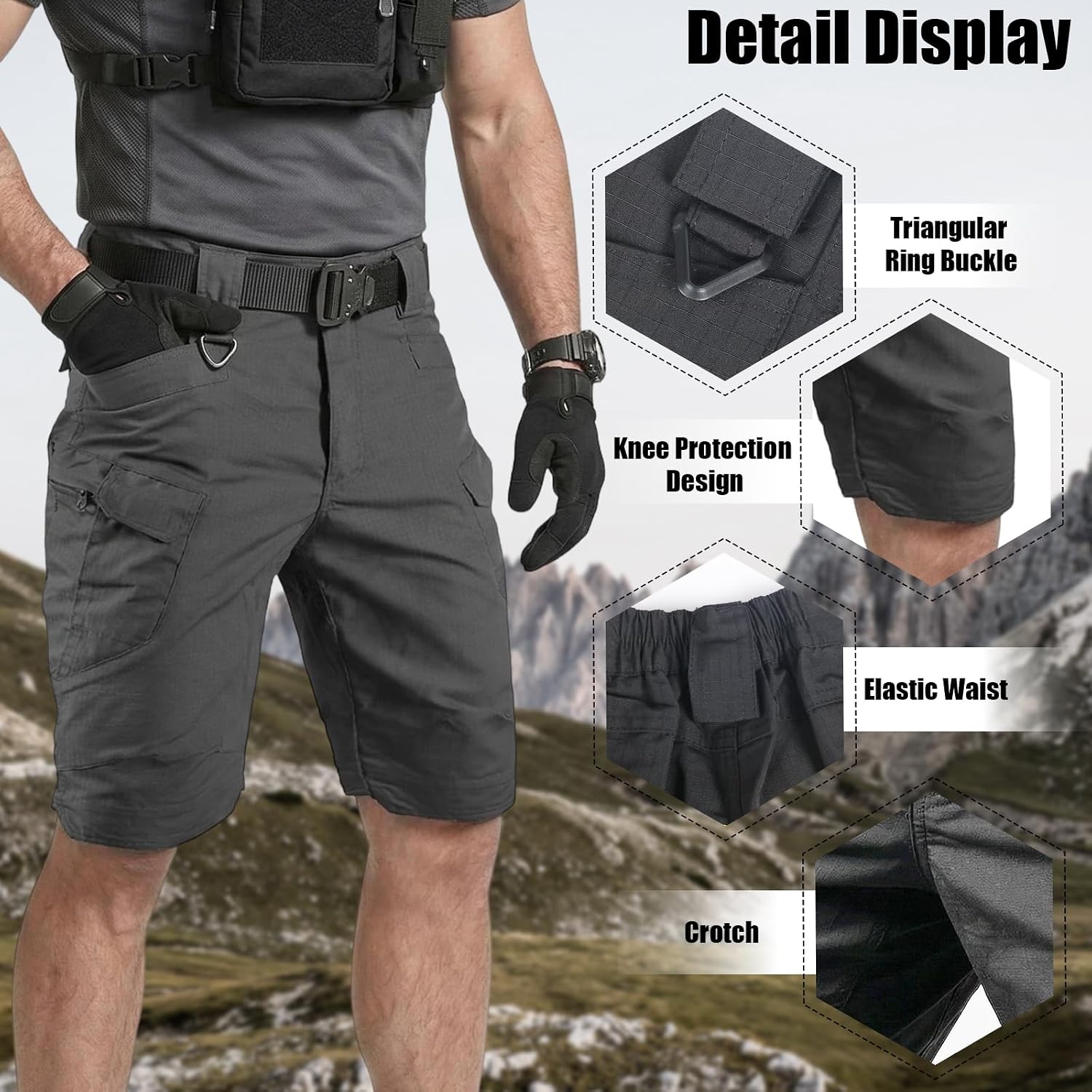 HYCOPROT Men's Tactical Cargo Shorts Waterproof Lightweight Work Short Quick Dry Military Multi Pockets Ripstop for Hiking