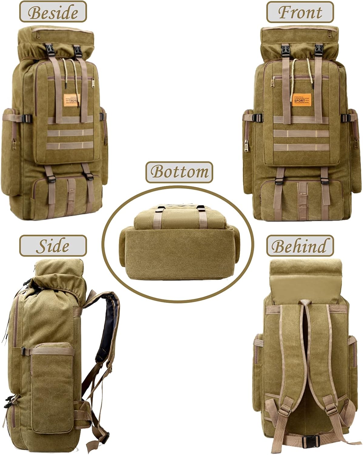 Outdoor Tactical Backpack,Mountaineering Backpack,75L Large Capacity Waterproof Military Backpack for Camping Hiking Traveling (ArmyGreen)