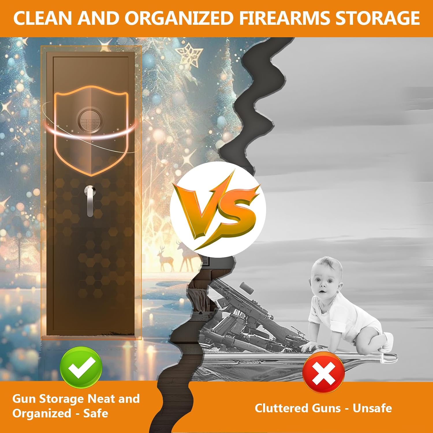 8-12 Gun Safe, Long Gun Safe for Rifle and Pistols, Large Gun Cabinet Safe with Removable Gun Racks, Gun Cabinets for Rifles and Shotguns with Inner Cabinet,No Assembly Required