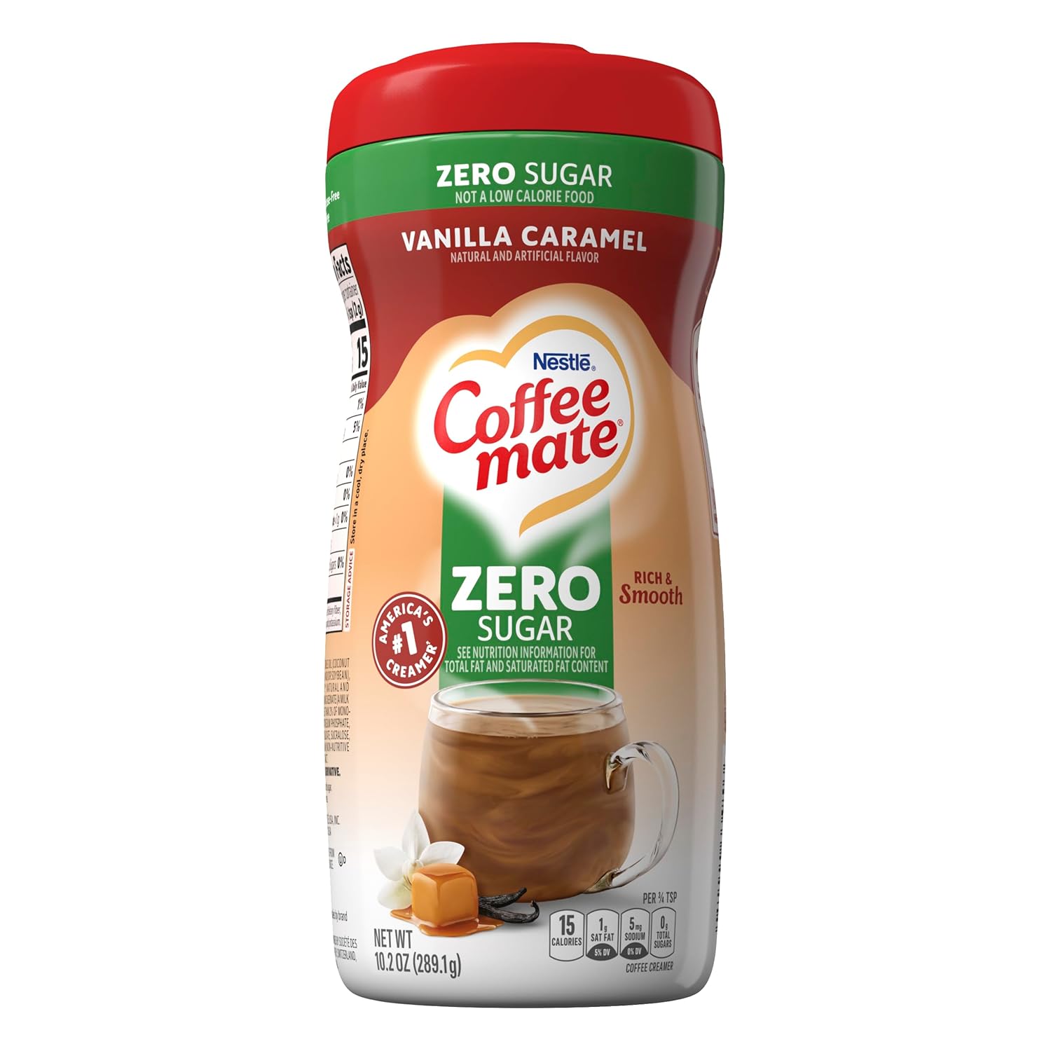 Coffee-mate Vanilla Caramel, Zero Sugar Powdered Coffee Creamer, 10.2 Ounce (Pack of 6)