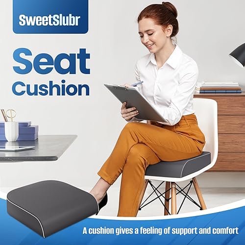 Seat Cushion for Tailbone Pain Relief, Office Chair Cushion, Memory Foam Large Chair Cushion with Non-Slip Cover for Soft Support at Office Chair, Car Seat, Airplane Black/Large(Gray,Large)