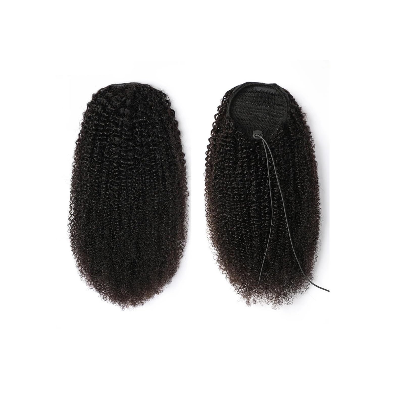 Treska Afro Kinky Curly ze sznurkiem do przedłużania włosów, koński ogon, prawdziwe włosy Remy, długie przedłużenie clip in, naturalne (71 cm)