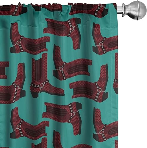 Miniatura 32 de Lunarable Cortinas amarillas, inspiradas en el picnic de los años 50, 60 y 70, diseño de lunares retro con estampado de lunares, tratamientos de