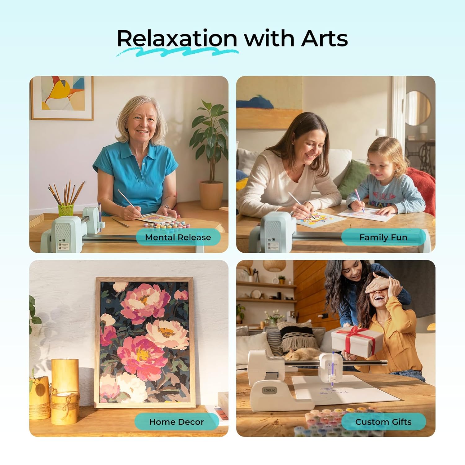 LOKLiK iPaint Machine for Painting - Custom Paint by Number Sketch by Self, Beginner Friendly to Personalize Paint By Numbers Kit for Adults, Auto Draw Clear Line with digital-coded, Gift for All-Ages