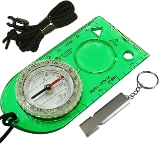 Camping Compass - Luminous Hiking Compass - Magnetic Survival Compass - Orienteering Compass Kids Camping Kit - Professional Compass Navigation Map Reading - BoyScout Compact Compass Magnetic Heading
