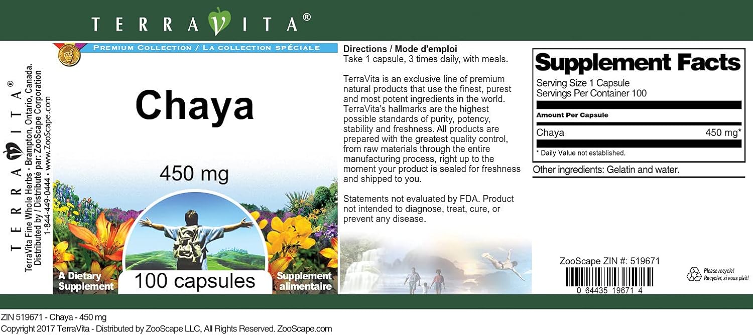 Chaya - 450 mg (100 Capsules, ZIN: 519671)