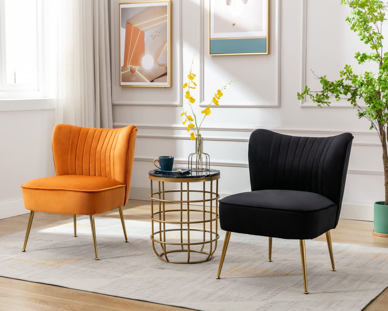 CIMOTA Velvet Black Accent Chairs Set of 2 Modern - Amazon.com