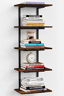 5 Tier Wall Bookshelf Unit for Bedroom Books, Large Floating Book Shelve...