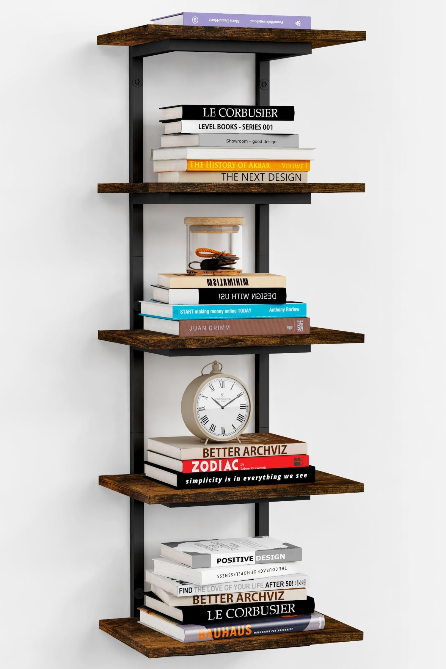 Amazon.com: Harwaya 5 Tier Wall Bookshelf Unit for Bedroom Books