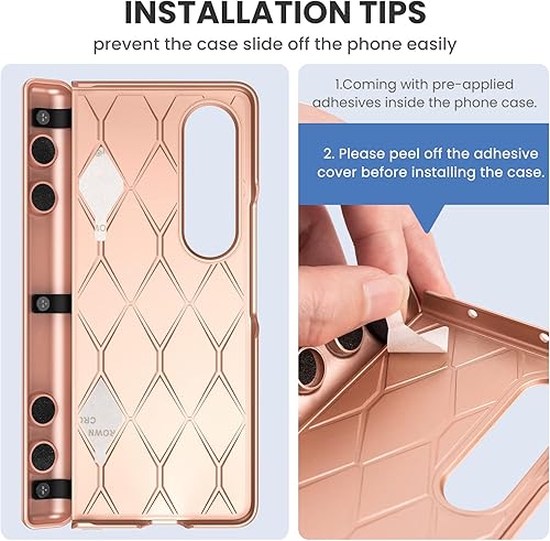 Miniatura 3 de Ruky Funda para Samsung Galaxy Z Fold 4 con soporte, carcasas de protección de bisagra con protector de pantalla integrado de piel sintética de