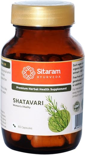 Sitaram Ayurveda Shatavari Capsules 60 Nos | More Potent 600 MG Extract (other brands – 250 MG) | Promotes lactation |Women wellness