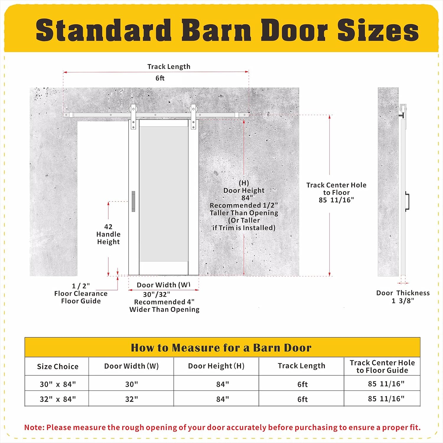 Mirror Barn Door 32in x 84in, 1 Lites Mirrored Slding Barn Door with 6FT Sliding Hardware Kit Set, Pre-drilled Finished Door Slab, Decorative Full Length Mirror Insert, MDF, White