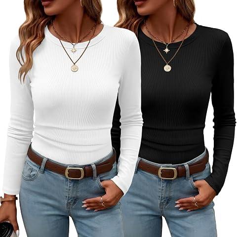 Gihgoew Womens Long Sleeve Shirts--2 Pcs