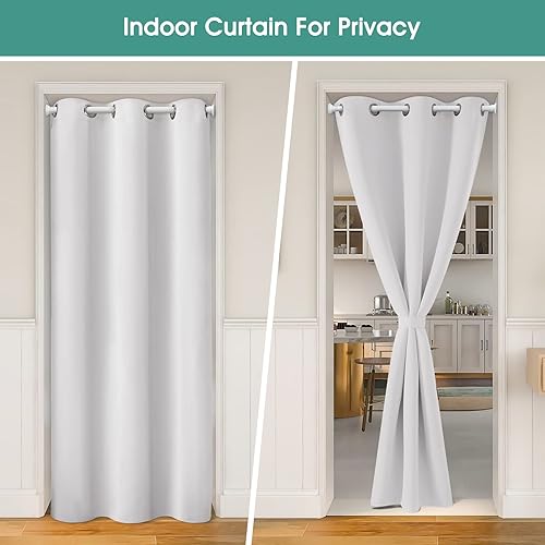 Miniatura 68 de HOMEIDEAS Cortinas de puerta para privacidad de puerta, cortina opaca para puerta de armario para dormitorio, cortinas con aislamiento con lazo