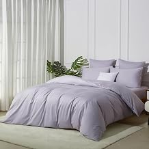 Light Purple Duvet Cover Set Twin Size 100% Cotton Soft Percale Bedding