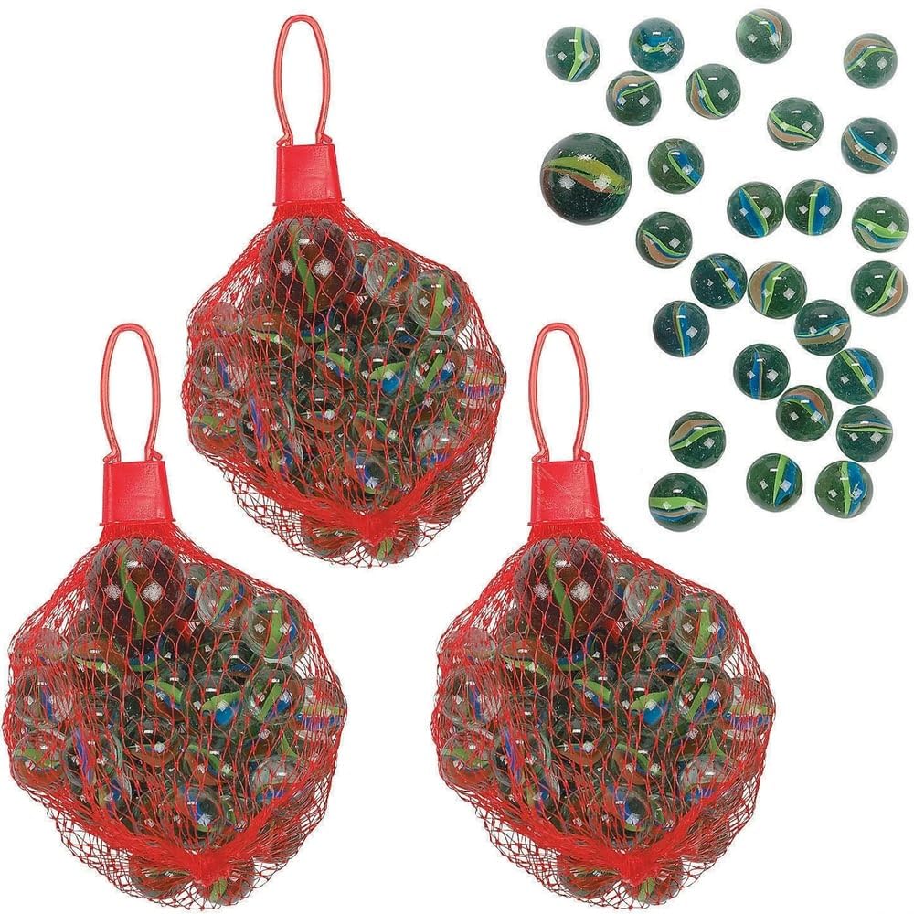 Fun Express Glass Marbles Bag - 3 Pieces