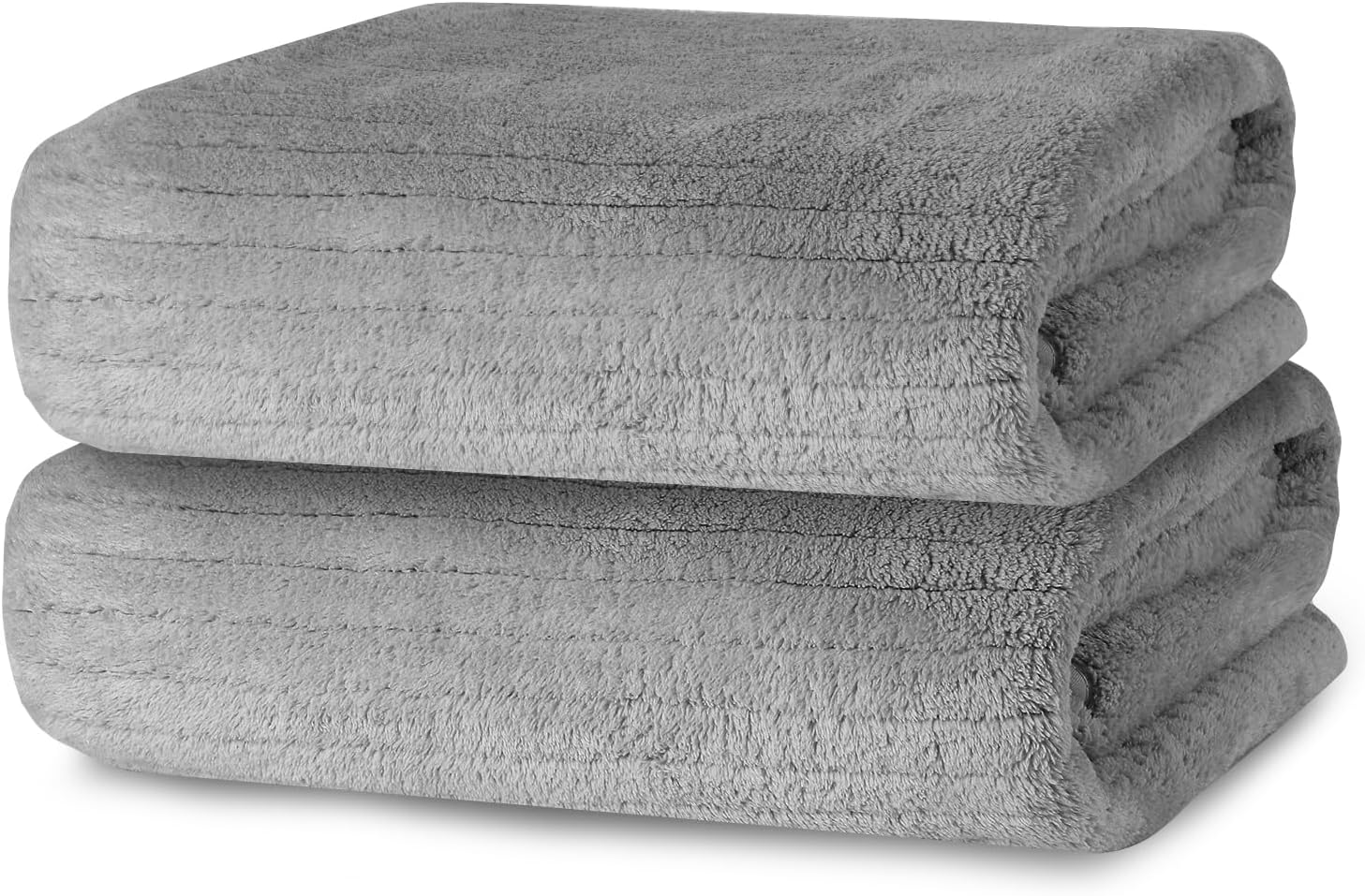 浴巾2条，（27 x 55英寸） 微纤维超柔软的高吸收性浴巾套件，轻巧和快速干燥的毛巾，体育，运动，瑜伽，水疗，水疗，健身，黑色，黑色 标题(灰色, 2件)