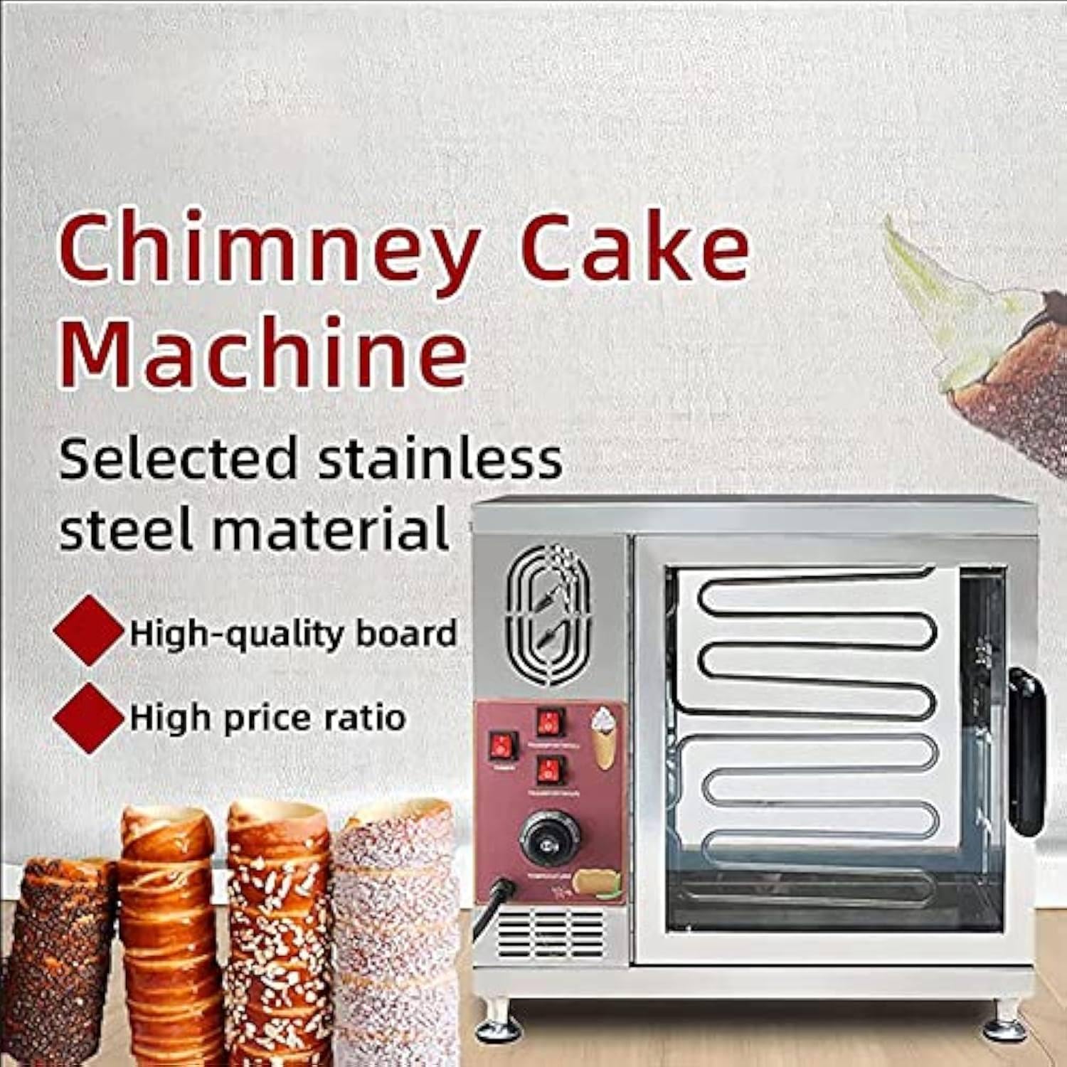 Camino Cake Machine Forno, 3000w Tostapane Elettrico, Macchina Commerciale Elettrica con 16 PZ Rullo, per Ristorante Cucina di Casa Snack Bar