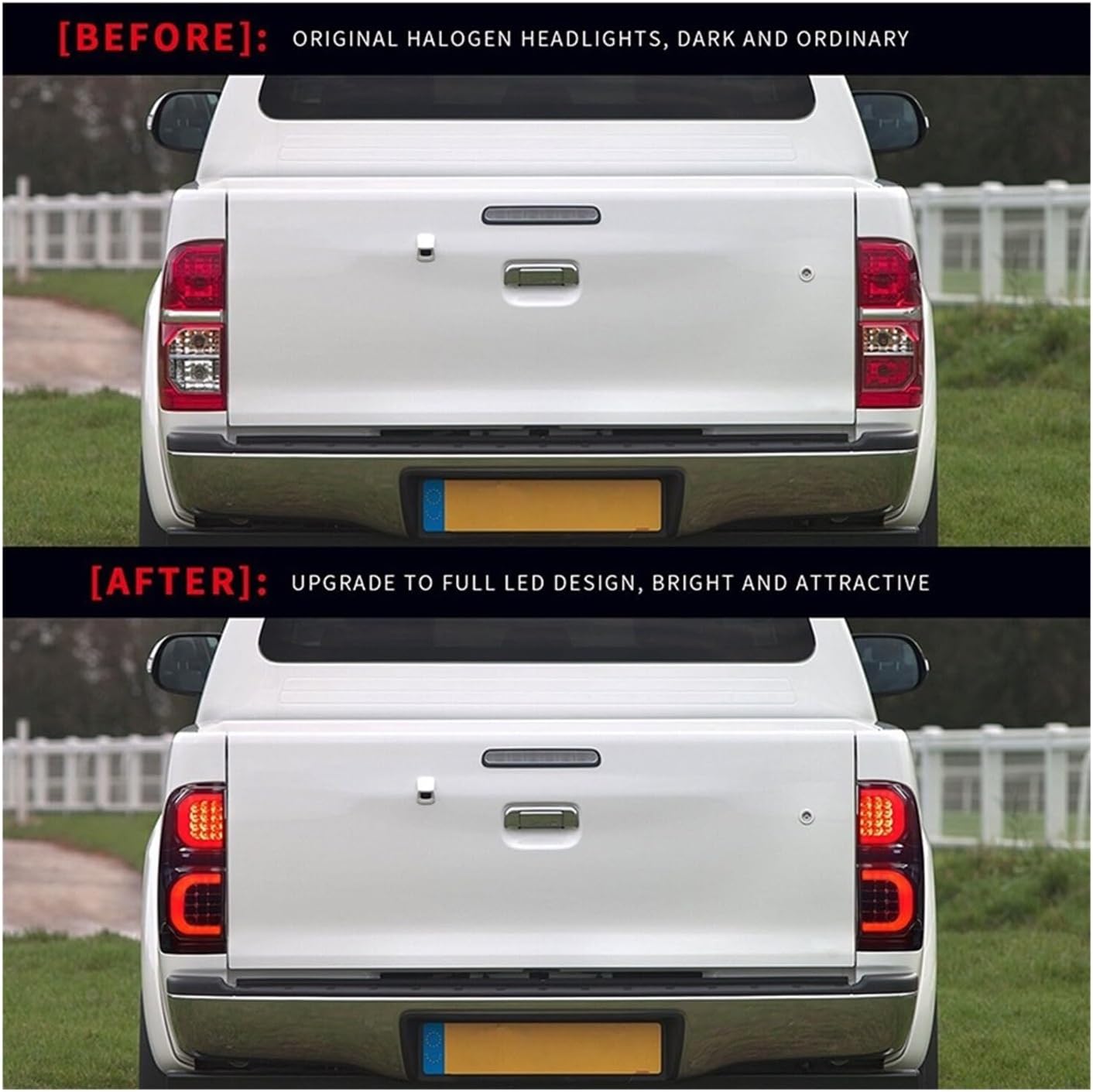 2PCS LED Tail Light Rear Running Light Brake Reverse Lamp Amber Turn Signal Taillight Assembly Compatible With Hilux Vigo 2005-2015