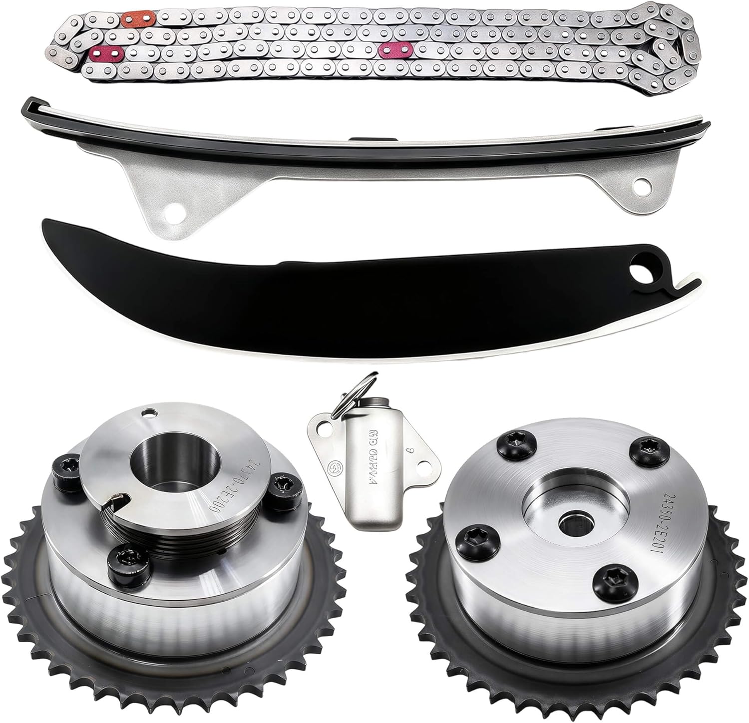 24321-2E200 Engine Timing Chain Kit w/CVVT Gears Compatible with Hyundai Elantra/Elantra GT/Tucson/Kia Forte5 / Forte Koup/Soul 2.0L L4 G4NC Engine 2014–2016 Replaces 24350-2E200 24370-2E200