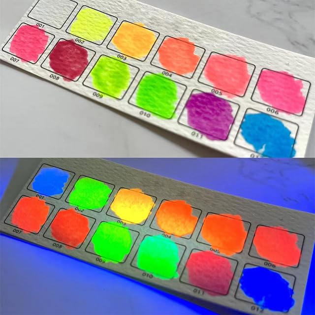 Foto 6 de 7 de Saddgo Juego de pinturas de acuarela sólidas de 12 colores fluorescentes para pintar sobre tela, papel